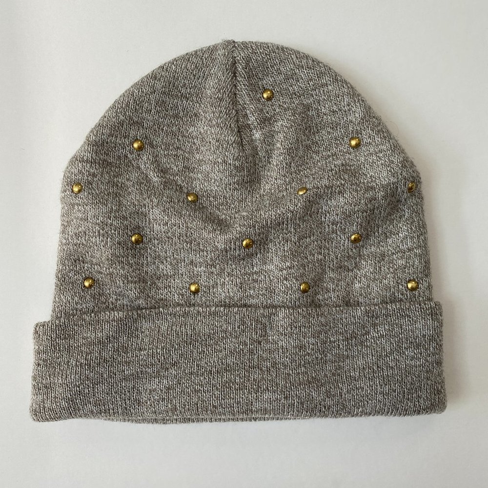 Gold Studded Cotton Ribbed Beanie - Picture 1 of 3